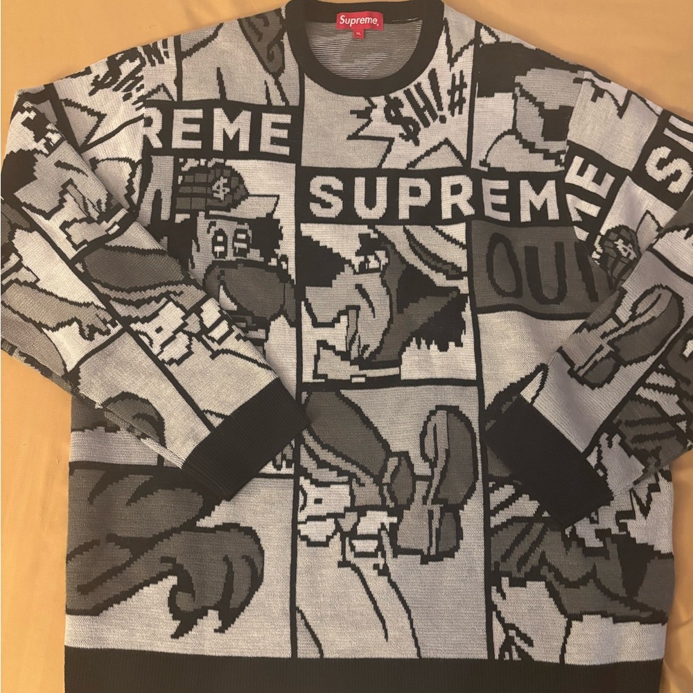 Supreme Monochrome Graphic Crewneck Sweater